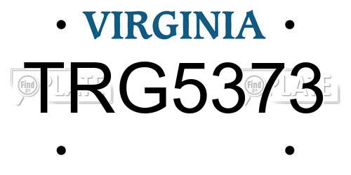 TRG5373 Virginia License Plate