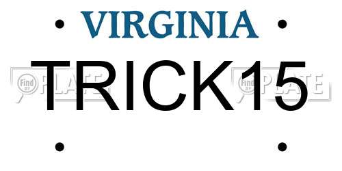 TRICK15 Virginia License Plate