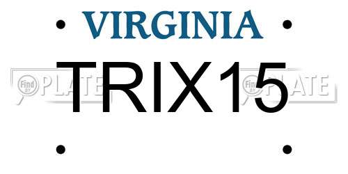 TRIX15 Virginia License Plate