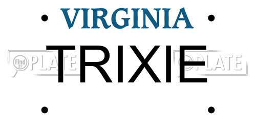 TRIXIE Virginia License Plate