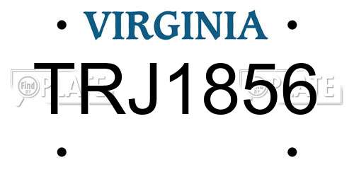 TRJ1856 Virginia License Plate