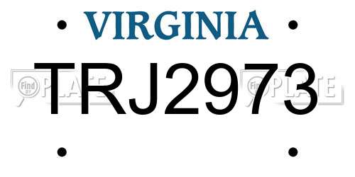 TRJ2973 Virginia License Plate