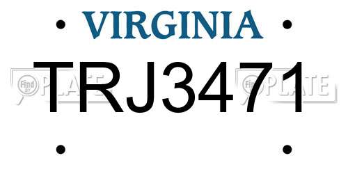 TRJ3471 Virginia License Plate
