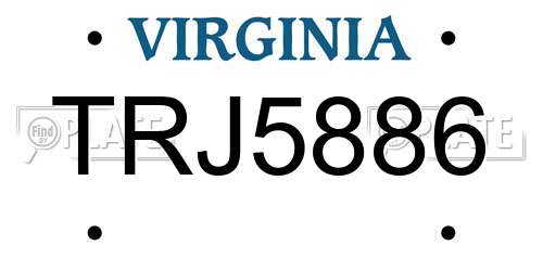 TRJ5886 Virginia License Plate