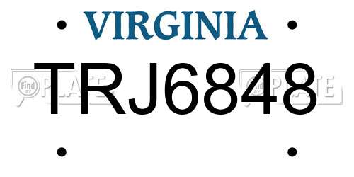 TRJ6848 Virginia License Plate