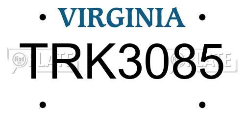 TRK3085 Virginia License Plate