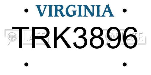 TRK3896 Virginia License Plate