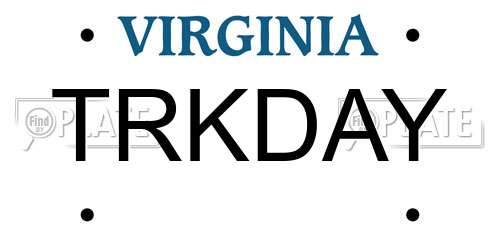 TRKDAY Virginia License Plate
