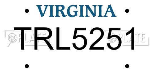 TRL5251 Virginia License Plate