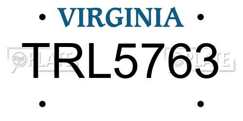 TRL5763 Virginia License Plate