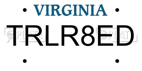 TRLR8ED Virginia License Plate