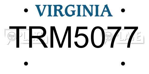 TRM5077 Virginia License Plate