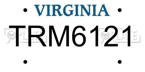 TRM6121 Virginia License Plate