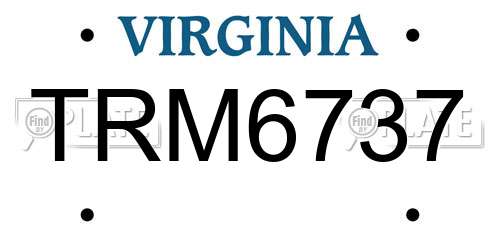 TRM6737 Virginia License Plate