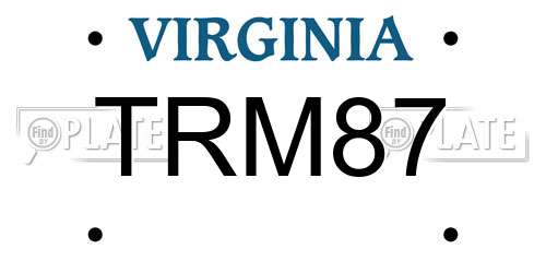 TRM87 Virginia License Plate