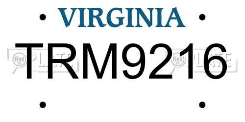 TRM9216 Virginia License Plate