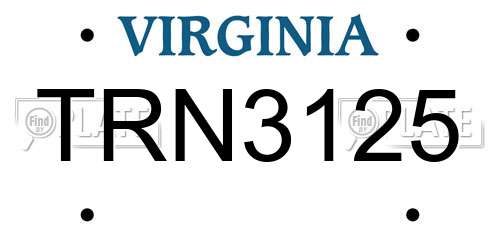 TRN3125 Virginia License Plate