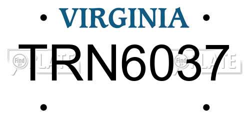 TRN6037 Virginia License Plate