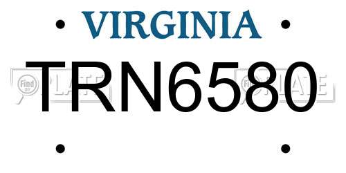 TRN6580 Virginia License Plate