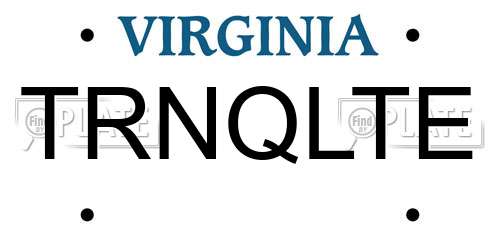 TRNQLTE Virginia License Plate