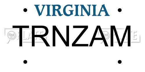 TRNZAM Virginia License Plate