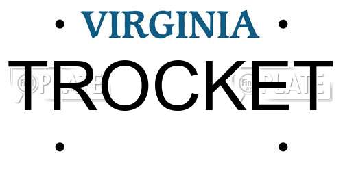 TROCKET Virginia License Plate