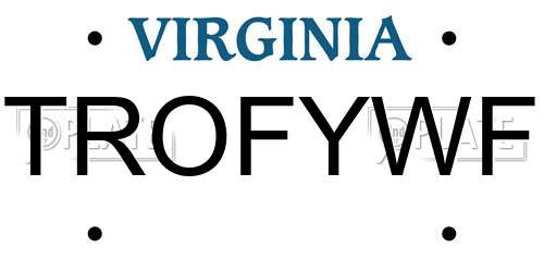 TROFYWF Virginia License Plate
