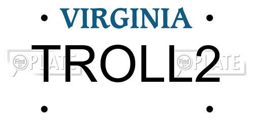 TROLL2 Virginia License Plate