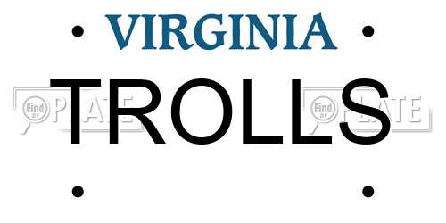 TROLLS Virginia License Plate