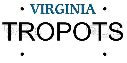 TROPOTS Virginia License Plate