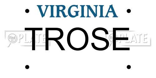 TROSE Virginia License Plate