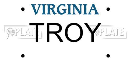 TROY Virginia License Plate