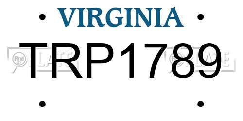 TRP1789 Virginia License Plate