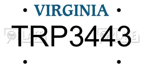 TRP3443 Virginia License Plate