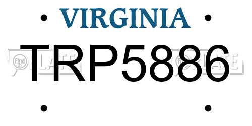 TRP5886 Virginia License Plate
