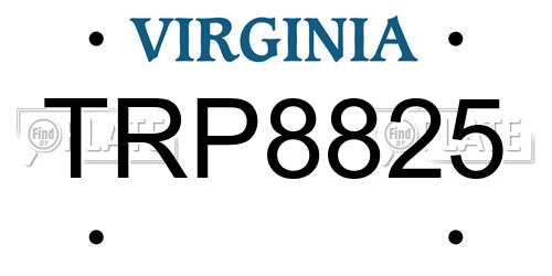 TRP8825 Virginia License Plate