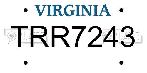 TRR7243 Virginia License Plate