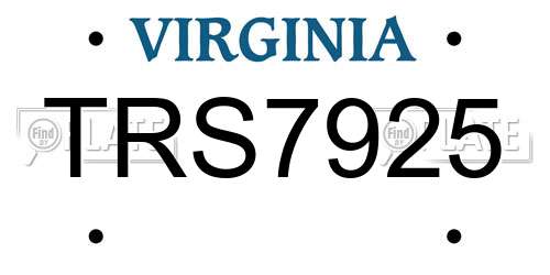 TRS7925 Virginia License Plate