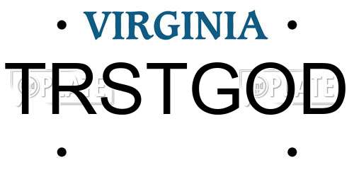 TRSTGOD Virginia License Plate
