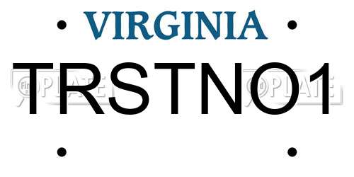 TRSTNO1 Virginia License Plate