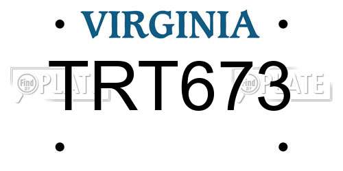 TRT673 Virginia License Plate