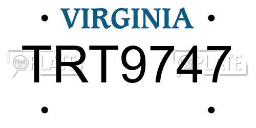 TRT9747 Virginia License Plate