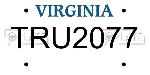 TRU2077 Virginia License Plate