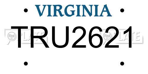 TRU2621 Virginia License Plate