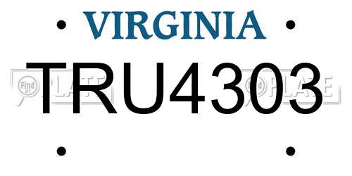 TRU4303 Virginia License Plate