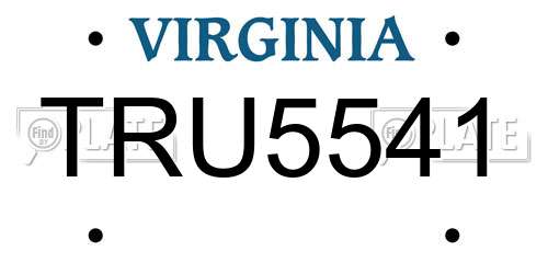 TRU5541 Virginia License Plate