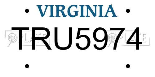 TRU5974 Virginia License Plate
