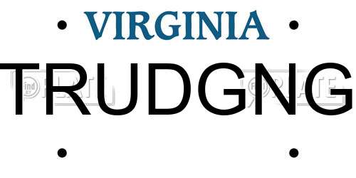 TRUDGNG Virginia License Plate