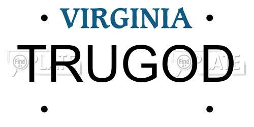 TRUGOD Virginia License Plate
