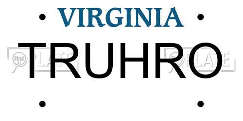 TRUHRO Virginia License Plate